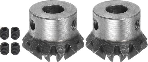 HARFINGTON 2pcs Bevel Gear 1M 12 Teeth 10mm Shaft Hole 1:1 Tapered Bevel Pinion Gear 45# Steel 2 Module 90 Degree Steering Gear, for Hardware Mechanical Rotation in Saudi Arabia