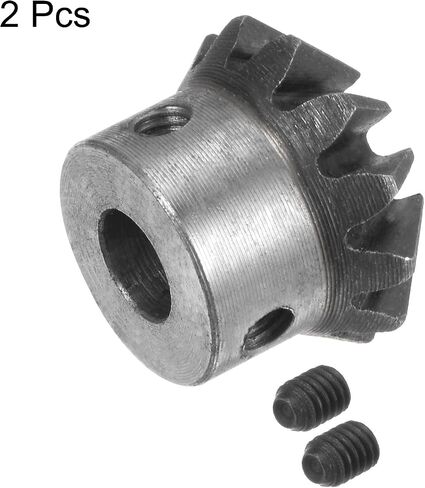 HARFINGTON 2pcs Bevel Gear 1M 12 Teeth 10mm Shaft Hole 1:1 Tapered Bevel Pinion Gear 45# Steel 2 Module 90 Degree Steering Gear, for Hardware Mechanical Rotation in Saudi Arabia