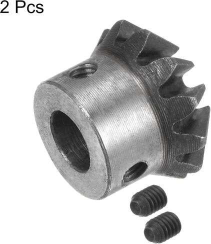 HARFINGTON 2pcs Bevel Gear 1M 12 Teeth 10mm Shaft Hole 1:1 Tapered Bevel Pinion Gear 45# Steel 2 Module 90 Degree Steering Gear, for Hardware Mechanical Rotation in Saudi Arabia
