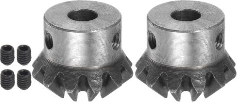 HARFINGTON 2pcs Bevel Gear 1M 12 Teeth 10mm Shaft Hole 1:1 Tapered Bevel Pinion Gear 45# Steel 2 Module 90 Degree Steering Gear, for Hardware Mechanical Rotation in Kuwait