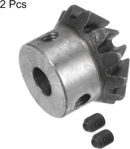 HARFINGTON 2pcs Bevel Gear 1M 12 Teeth 10mm Shaft Hole 1:1 Tapered Bevel Pinion Gear 45# Steel 2 Module 90 Degree Steering Gear, for Hardware Mechanical Rotation in Kuwait