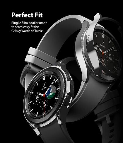 حافظة Ringke الرفيعة [عبوتين] متوافقة مع ساعة Galaxy Watch 4 Classic 46mm، Watch 4 Bezel [الإطار فقط] غطاء رفيع صلب من البولي كربونات - شفاف وكروم in Saudi Arabia
