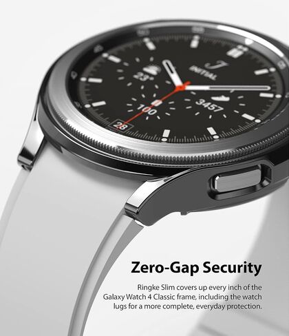 حافظة Ringke الرفيعة [عبوتين] متوافقة مع ساعة Galaxy Watch 4 Classic 46mm، Watch 4 Bezel [الإطار فقط] غطاء رفيع صلب من البولي كربونات - شفاف وكروم in Saudi Arabia