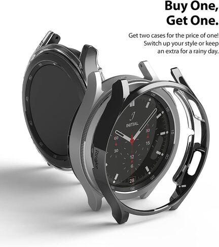 حافظة Ringke الرفيعة [عبوتين] متوافقة مع ساعة Galaxy Watch 4 Classic 46mm، Watch 4 Bezel [الإطار فقط] غطاء رفيع صلب من البولي كربونات - شفاف وكروم in Saudi Arabia