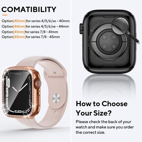 حافظة مقاومة للماء 2 في 1 لساعة Apple Watch Series 8 7 مقاس 41 ملم، غطاء حماية 360 درجة من البولي كربونات الأمامي والخلفي مع واقي شاشة من الزجاج المقوى، حافظات iWatch من الكريستال الماسي للنساء، ضوء النجوم 41 ملم in Saudi Arabia
