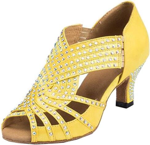 TDA Womens Zipper & Slip-on Flared Heel Glitter Crystals Latin Modern Salsa Tango Ballroom Wedding Dance Shoes in Saudi Arabia
