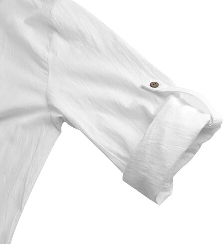 NANAMEEI Men's Linen Kaftan Thobe Long Sleeve Robe Button Down Casual Muslim Clothes With Pocket in Kuwait