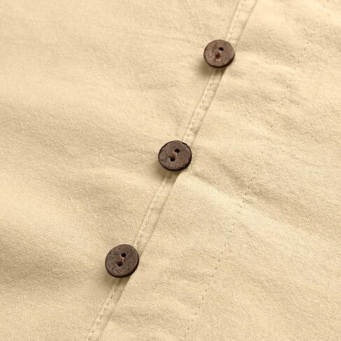NANAMEEI Men's Linen Kaftan Thobe Long Sleeve Robe Button Down Casual Muslim Clothes With Pocket in Saudi Arabia