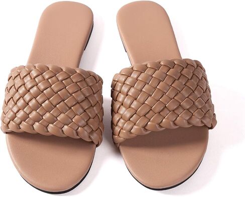 Mtzyoa Women Flat Sandals Braided Leather Nude Summer Dressy Fashion Evening Party Wedding Sandals in Saudi Arabia