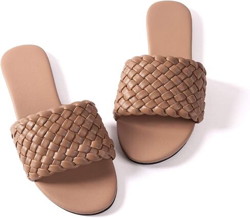 Mtzyoa Women Flat Sandals Braided Leather Nude Summer Dressy Fashion Evening Party Wedding Sandals in Saudi Arabia