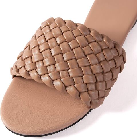 Mtzyoa Women Flat Sandals Braided Leather Nude Summer Dressy Fashion Evening Party Wedding Sandals in Saudi Arabia