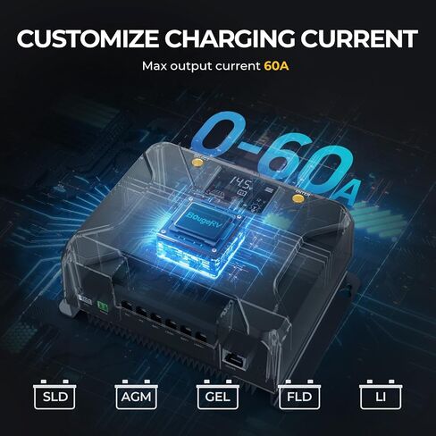 جهاز التحكم بالشحن بالطاقة الشمسية BougeRV Sunflow MPPT 40A، مع قطع منخفض لدرجة الحرارة، التحكم في التطبيق، شاشة LCD بإضاءة خلفية، منظم لوحة شمسية 40 أمبير 12 فولت/24 فولت لـ LiFePO4، SLD، Gel، FLD، بطارية AGM، RV، Marine، مطورة in Saudi Arabia