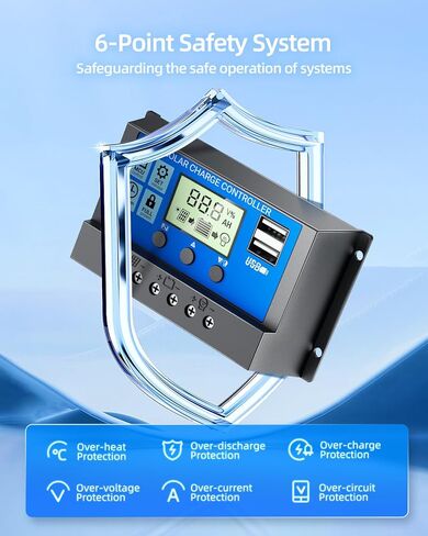 طقم لوحة شمسية ShockFlo 20 وات 12 فولت، جهاز صيانة شاحن البطارية مع وحدة تحكم شحن الطاقة الشمسية 10 أمبير، دعامة تثبيت قابلة للتعديل، مجموعة لوحة شمسية مقاومة للماء IP67 للسيارة RV والقارب والدراجات النارية والسيارات in Kuwait