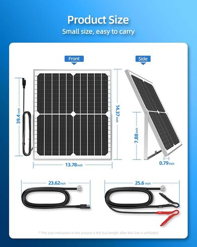 طقم لوحة شمسية ShockFlo 20 وات 12 فولت، جهاز صيانة شاحن البطارية مع وحدة تحكم شحن الطاقة الشمسية 10 أمبير، دعامة تثبيت قابلة للتعديل، مجموعة لوحة شمسية مقاومة للماء IP67 للسيارة RV والقارب والدراجات النارية والسيارات in Kuwait