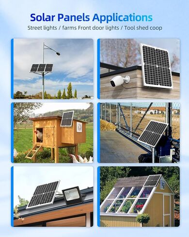 طقم لوحة شمسية ShockFlo 20 وات 12 فولت، جهاز صيانة شاحن البطارية مع وحدة تحكم شحن الطاقة الشمسية 10 أمبير، دعامة تثبيت قابلة للتعديل، مجموعة لوحة شمسية مقاومة للماء IP67 للسيارة RV والقارب والدراجات النارية والسيارات in Kuwait