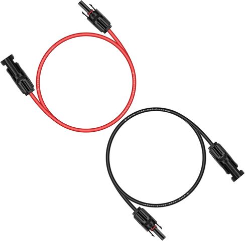 iGreely 1 Pair 6 Feet Black + 6 Feet Red 10AWG(6mm²) Solar Panel Extension Cable Wire with Female and Male Connectors in Saudi Arabia