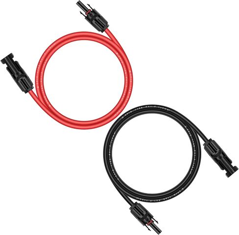 iGreely 1 Pair 6 Feet Black + 6 Feet Red 10AWG(6mm²) Solar Panel Extension Cable Wire with Female and Male Connectors in Saudi Arabia