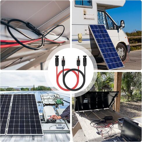 iGreely 1 Pair 6 Feet Black + 6 Feet Red 10AWG(6mm²) Solar Panel Extension Cable Wire with Female and Male Connectors in Saudi Arabia