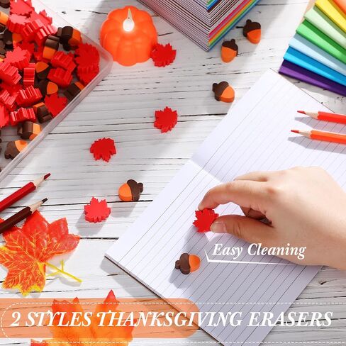 Thanksgiving Mini Erasers for Kids Bulk Acorn Maple Leaf Cute Fun Erasers Fall Classroom Stationery Party Favor Pencil Erasers for School Kid Gifts (60 Pcs) in Saudi Arabia