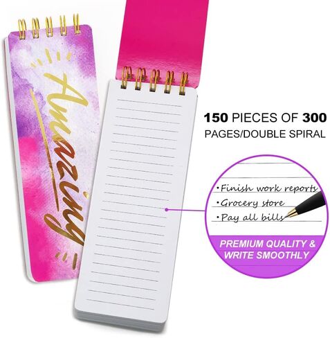 KiDEPOCH Spiral Memo List Pad, Sturdy Covers, 3x8.5, 300 Pages, Splashy Notes for School, Amazing Character in Saudi Arabia
