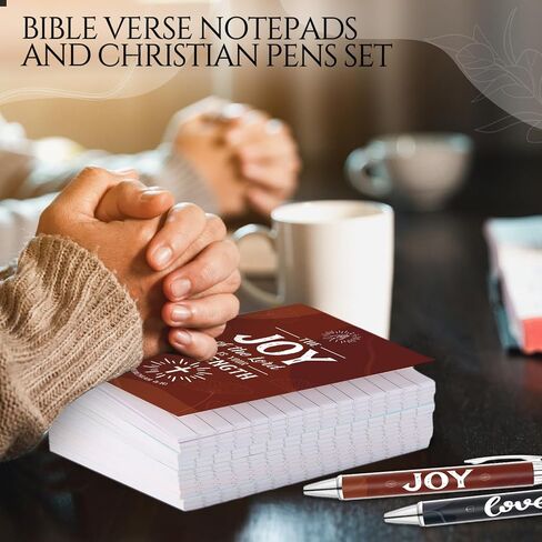 Gueevin 72 Pcs Christian Bible Verse Notepads Motivational Pens Set Religious Prayer Journal Mini Pocket Notebooks Faith Love Joy Ballpoint Pens Christian Gifts for Church School in Saudi Arabia