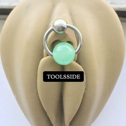 Vertical Hood Piercing Jewelry for Women with Calming Stone Chinese Jade - Belly Button Ring, Vch Jewelry Hood, Stainless Steel Belly Button Rings, Vch Piercing Jewelry 14g, Belly Button Piercing in Kuwait
