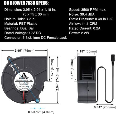 GDSTIME 140mm x 40mm Variable Speed Blower Fan, 110V 120V AC Powered 1440 in Kuwait