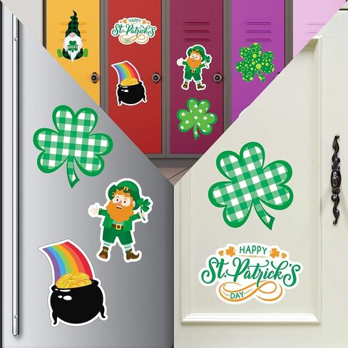 Zonon 40 Pieces St. Patrick's Day Cut-Outs Bulletin Board Decorations Irish Paper Cut-Outs with 80 Glue Point Gnome Leprechaun Shamrock Cut Outs for St. Patrick's Day Classroom Party, 10 Designs in Saudi Arabia