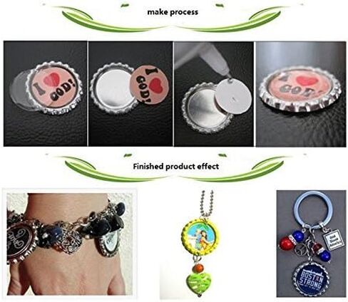 RUTICH 100 PCS Flat Decorative Bottle Cap Craft Bottle Stickers Double Sideds Printed for Hair Bows, DIY Pendants or Craft ScraPbooks(Light Green) in Saudi Arabia