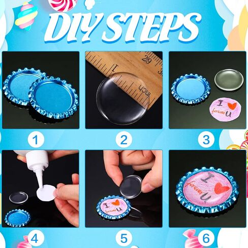 RUTICH 100 PCS Flat Decorative Bottle Cap Craft Bottle Stickers Double Sideds Printed for Hair Bows, DIY Pendants or Craft ScraPbooks(Light Green) in Saudi Arabia