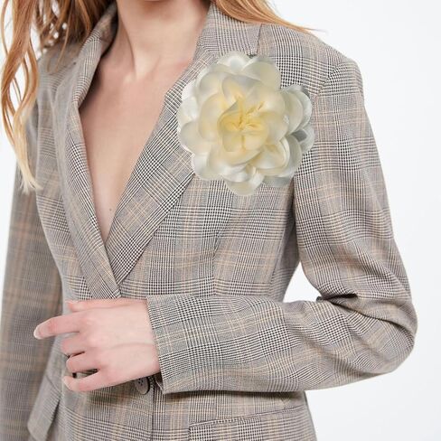 Dainty Fabric Rose Flower Large Brooch Lapel Pins,Delicate Elegant Silk Camellia Flower Oversized Brooch Pin for Women,Camellias Flower Hair Clip and Brooch Pin 4.3in/7.5in in Kuwait