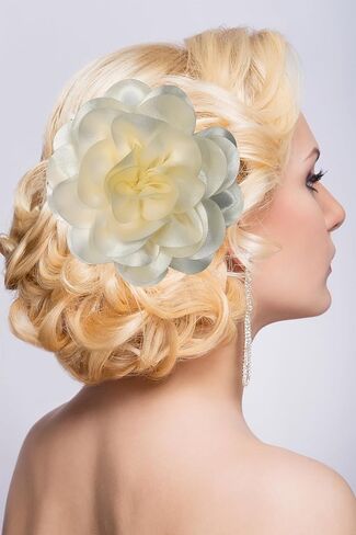 Dainty Fabric Rose Flower Large Brooch Lapel Pins,Delicate Elegant Silk Camellia Flower Oversized Brooch Pin for Women,Camellias Flower Hair Clip and Brooch Pin 4.3in/7.5in in Kuwait