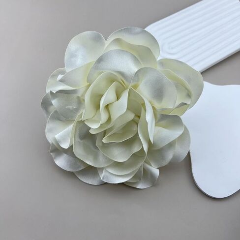 Dainty Fabric Rose Flower Large Brooch Lapel Pins,Delicate Elegant Silk Camellia Flower Oversized Brooch Pin for Women,Camellias Flower Hair Clip and Brooch Pin 4.3in/7.5in in Kuwait