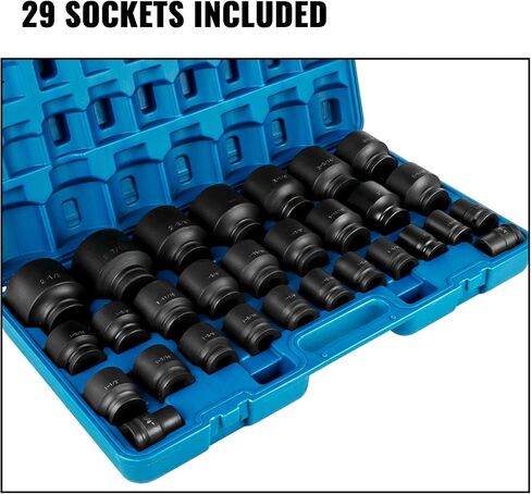 VEVOR Impact Socket Set 3/4 Inches 29 Piece Impact Sockets, 6-Point Sockets, Rugged Construction, CR-M0, 3/4 Inches Drive Socket Set Impact SAE 3/4 inch - 2-1/2 inch, with a Storage Cage in Saudi Arabia