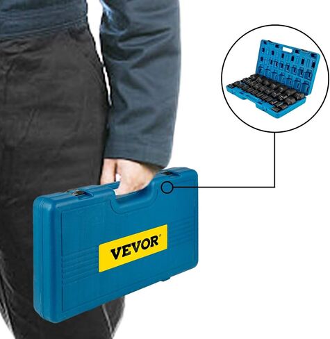 VEVOR Impact Socket Set 3/4 Inches 29 Piece Impact Sockets, 6-Point Sockets, Rugged Construction, CR-M0, 3/4 Inches Drive Socket Set Impact SAE 3/4 inch - 2-1/2 inch, with a Storage Cage in Saudi Arabia