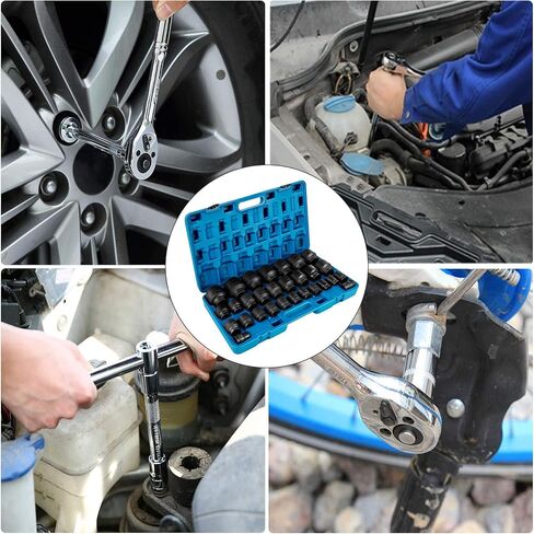 VEVOR Impact Socket Set 3/4 Inches 29 Piece Impact Sockets, 6-Point Sockets, Rugged Construction, CR-M0, 3/4 Inches Drive Socket Set Impact SAE 3/4 inch - 2-1/2 inch, with a Storage Cage in Saudi Arabia