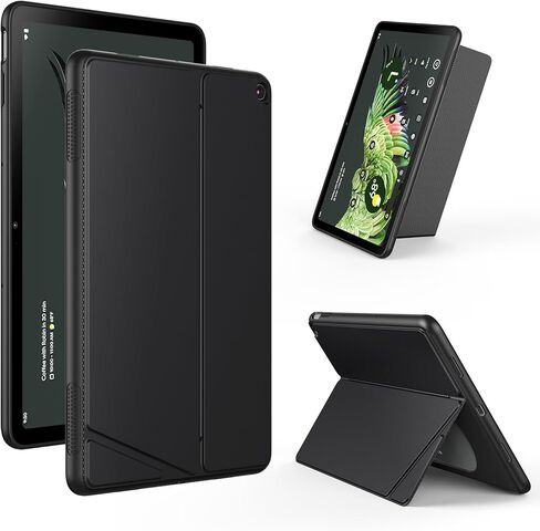 حافظة كريسي لجهاز جوجل بيكسل اللوحي (2023) بحامل قابل للتعديل، متوافقة مع قاعدة الشحن، غطاء واقٍ مضاد للخدش ومسند متعدد الزوايا لجهاز بيكسل اللوحي - أسود in Kuwait