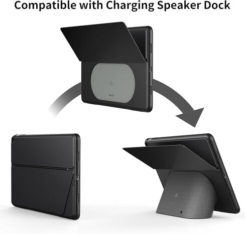 حافظة كريسي لجهاز جوجل بيكسل اللوحي (2023) بحامل قابل للتعديل، متوافقة مع قاعدة الشحن، غطاء واقٍ مضاد للخدش ومسند متعدد الزوايا لجهاز بيكسل اللوحي - أسود in Kuwait