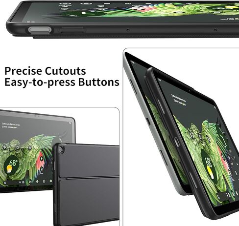 حافظة كريسي لجهاز جوجل بيكسل اللوحي (2023) بحامل قابل للتعديل، متوافقة مع قاعدة الشحن، غطاء واقٍ مضاد للخدش ومسند متعدد الزوايا لجهاز بيكسل اللوحي - أسود in Kuwait