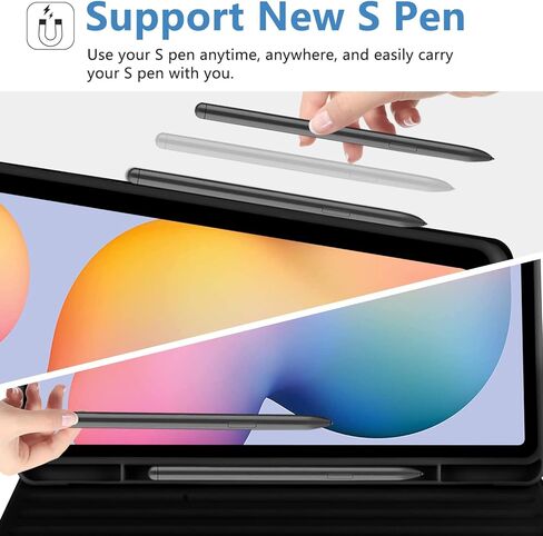 حافظة لوحة مفاتيح لهاتف سامسونج جالاكسي تاب S6 لايت 10.4 بوصة 2020 (الطراز: SM-P610/ SM-P615)، غطاء خلفي ناعم من مادة TPU متعدد الزوايا مع حامل قلم رصاص، نوم/تنبيه تلقائي (أزرق) in Kuwait