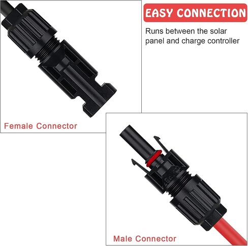 Ansxiy 10AWG Solar Extension Cable with Female and Male Weatherproof Connectors, Solar Panel Adapter Kit Tool (5FT Red + 5FT Black) in Saudi Arabia