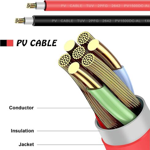 Ansxiy 10AWG Solar Extension Cable with Female and Male Weatherproof Connectors, Solar Panel Adapter Kit Tool (5FT Red + 5FT Black) in Saudi Arabia
