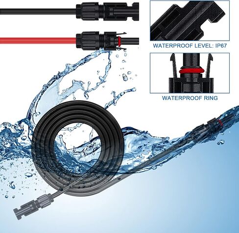 Ansxiy 10AWG Solar Extension Cable with Female and Male Weatherproof Connectors, Solar Panel Adapter Kit Tool (5FT Red + 5FT Black) in Saudi Arabia