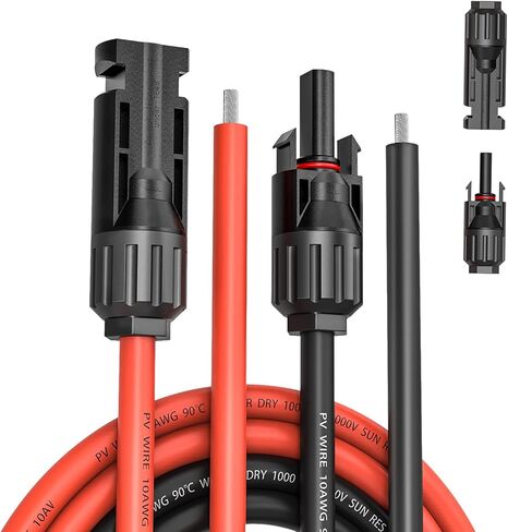 Kohree 20 Feet Solar Panel Extension Cable: 10AWG with Female and Male Connectors,6mm Solar Panel Wires with Extra Free Connectors Extension Adaptor Kit Tool for RV Solar Panel(20FT Red + 20FT Black) in Saudi Arabia