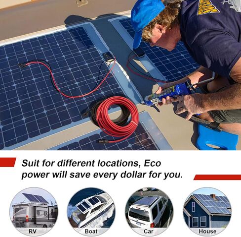 Kohree 20 Feet Solar Panel Extension Cable: 10AWG with Female and Male Connectors,6mm Solar Panel Wires with Extra Free Connectors Extension Adaptor Kit Tool for RV Solar Panel(20FT Red + 20FT Black) in Saudi Arabia