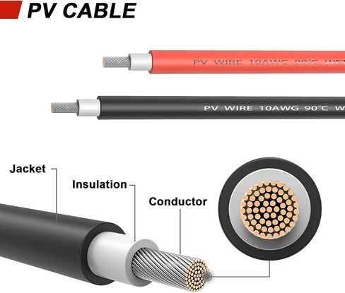 Kohree 20 Feet Solar Panel Extension Cable: 10AWG with Female and Male Connectors,6mm Solar Panel Wires with Extra Free Connectors Extension Adaptor Kit Tool for RV Solar Panel(20FT Red + 20FT Black) in Saudi Arabia