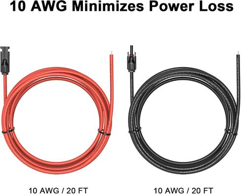 Kohree 20 Feet Solar Panel Extension Cable: 10AWG with Female and Male Connectors,6mm Solar Panel Wires with Extra Free Connectors Extension Adaptor Kit Tool for RV Solar Panel(20FT Red + 20FT Black) in Saudi Arabia