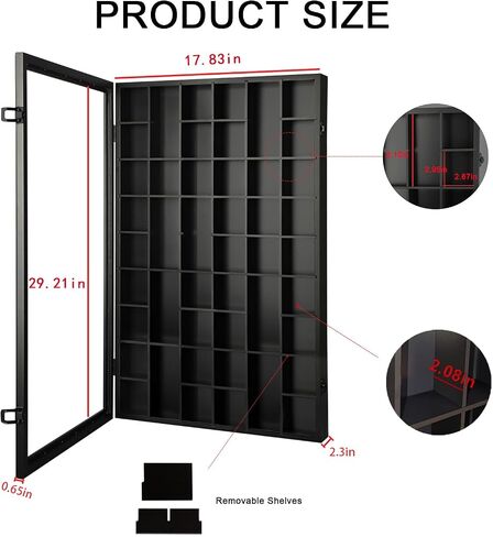 Shot Glass Display Case, 34 Shot Glass Holder Display Case for Wall, Shot Glass Rack Organizer Display Cabinet Lockable with 98% UV Protection Acrylic Door and Removable Shelf, Walnut in Kuwait