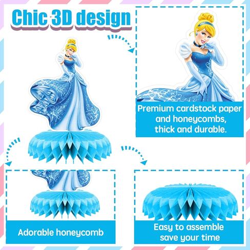 مجموعة من 10 قطع من أغطية الطاولات على شكل قرص العسل لحفلات الأميرات من maoyues، أغطية طاولات مزدوجة الجانب ثلاثية الأبعاد، مستلزمات حفلات الأطفال، ديكورات حفلات أعياد الميلاد للفتيات in Kuwait