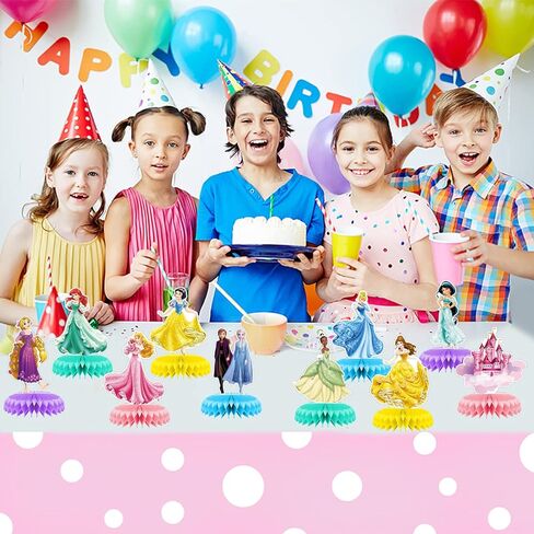 مجموعة من 10 قطع من أغطية الطاولات على شكل قرص العسل لحفلات الأميرات من maoyues، أغطية طاولات مزدوجة الجانب ثلاثية الأبعاد، مستلزمات حفلات الأطفال، ديكورات حفلات أعياد الميلاد للفتيات in Kuwait